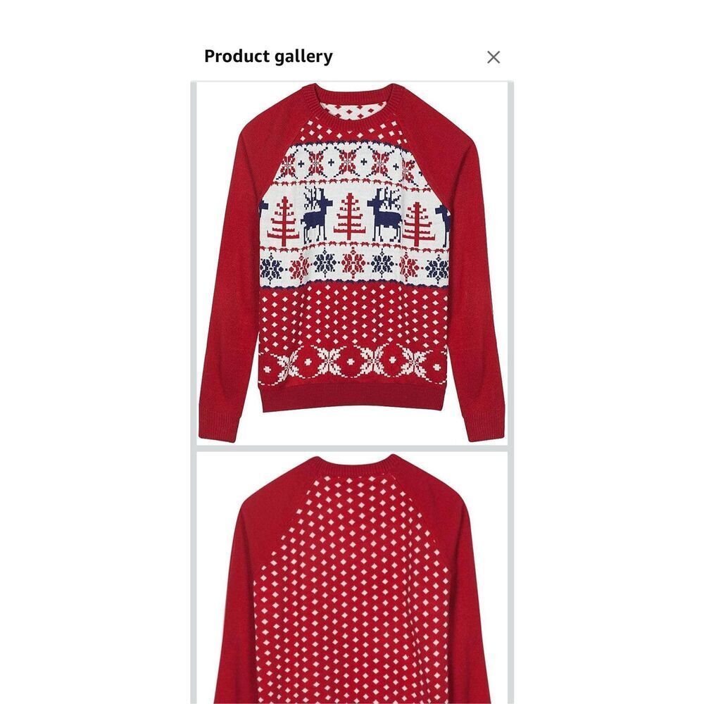Blueberry Style Men’s Large Christmas Sweater Crewneck Reindeer Matching Family